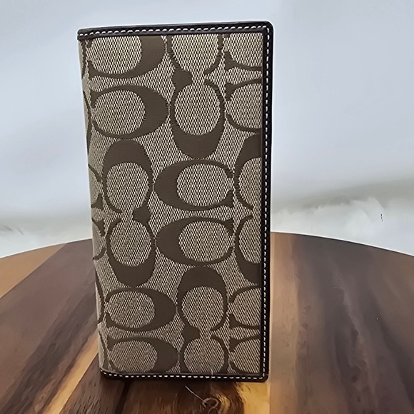 Coach Signature Stagecoach Monogram Brown Check Book Pen Holder - Picture 1 of 5